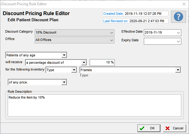 Filopto's Discount Pricing Rule Editor permits users to create their own unique Patient Discount and have them applied automatically based on set business rules.
