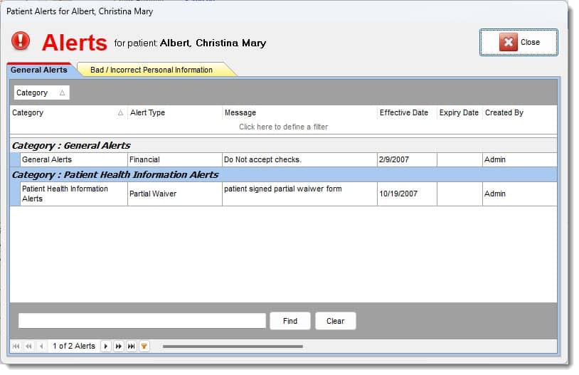 Filopto Alerts and Warnings for Patients