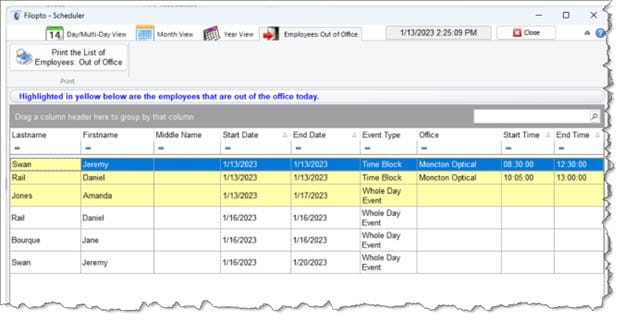 outofofficelist1 Employees Out of Office List
