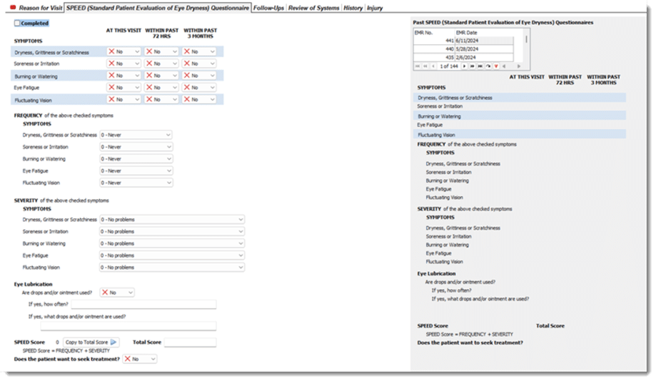 Standard Patient Evaluation of Eye Dryness (SPEED) Questionnaire