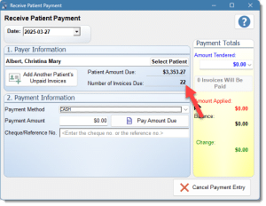 Patient Payment with newly added number of invoices